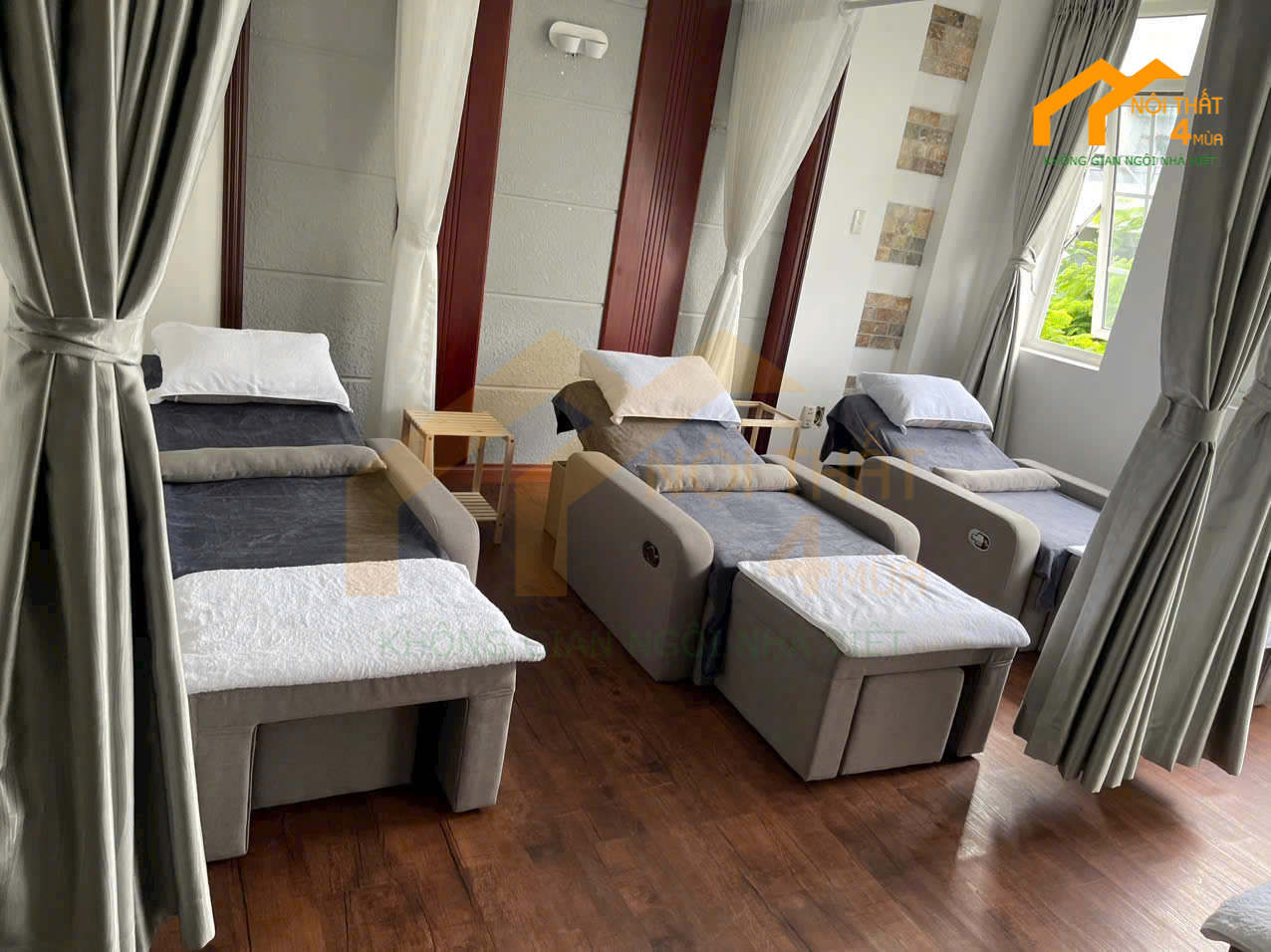 thi công ghế foot massage body tại Kim spa
