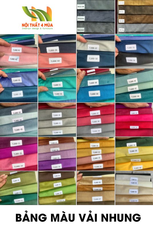 Bảng màu vải nhung tại Nội Thất 4 Mùa