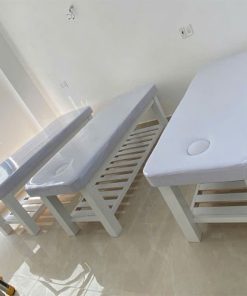 Giường gỗ thông sơn trắng hiện đại