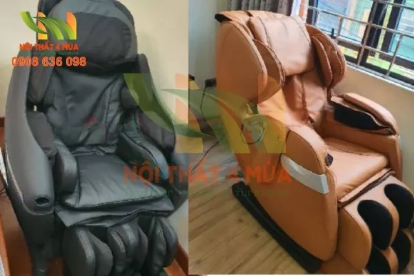 Thay da ghế massage màu đen bóng bẩy.