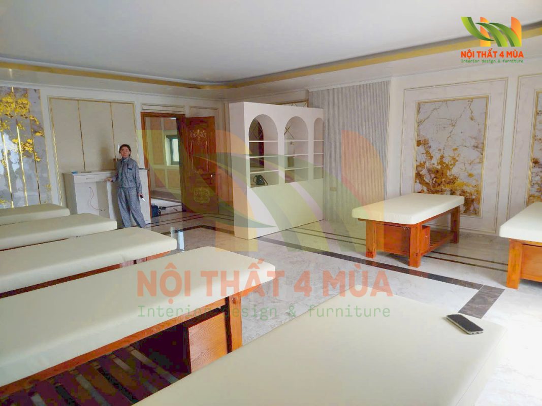 thi công giường spa
