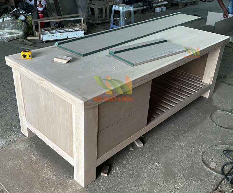 Giường spa gỗ sồi có hộc tủ cao cấp Giường spa gỗ sồi có hộc tủ cao cấp