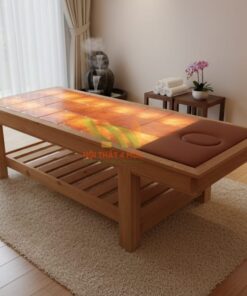 Giường đá muối himalaya 21 viên gỗ thông - GDM15 4 Giường đá muối 21 viên mẫu mới