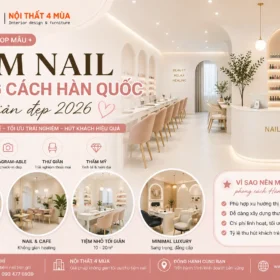 Mẫu tiệm Nail phong cách Hàn Quốc tối giản – Xu hướng hot nhất năm 2026. 16 thiet ke tiem nail