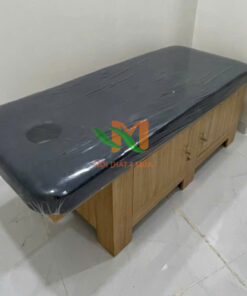 Giường massage cao cấp sắt ốp gỗ có hộc tủ