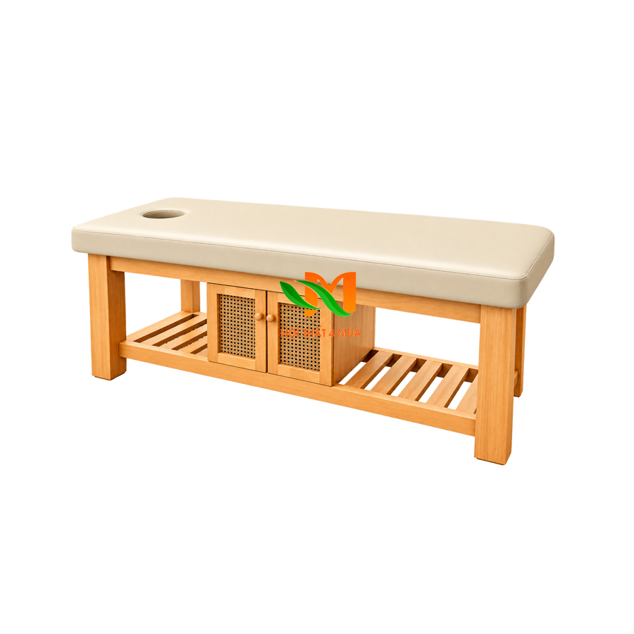 Giường massage gỗ sồi có hộc tủ cao cấp - GGSM02 Giường massage gỗ sồi có hộc tủ cao cấp - GGSM02