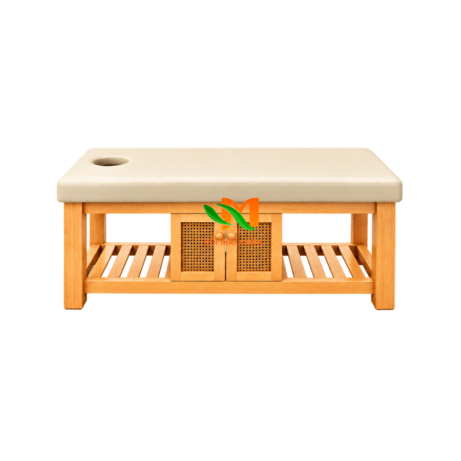 Giường massage gỗ sồi có hộc tủ cao cấp - GGSM02 Giường massage gỗ sồi có hộc tủ cao cấp - GGSM02