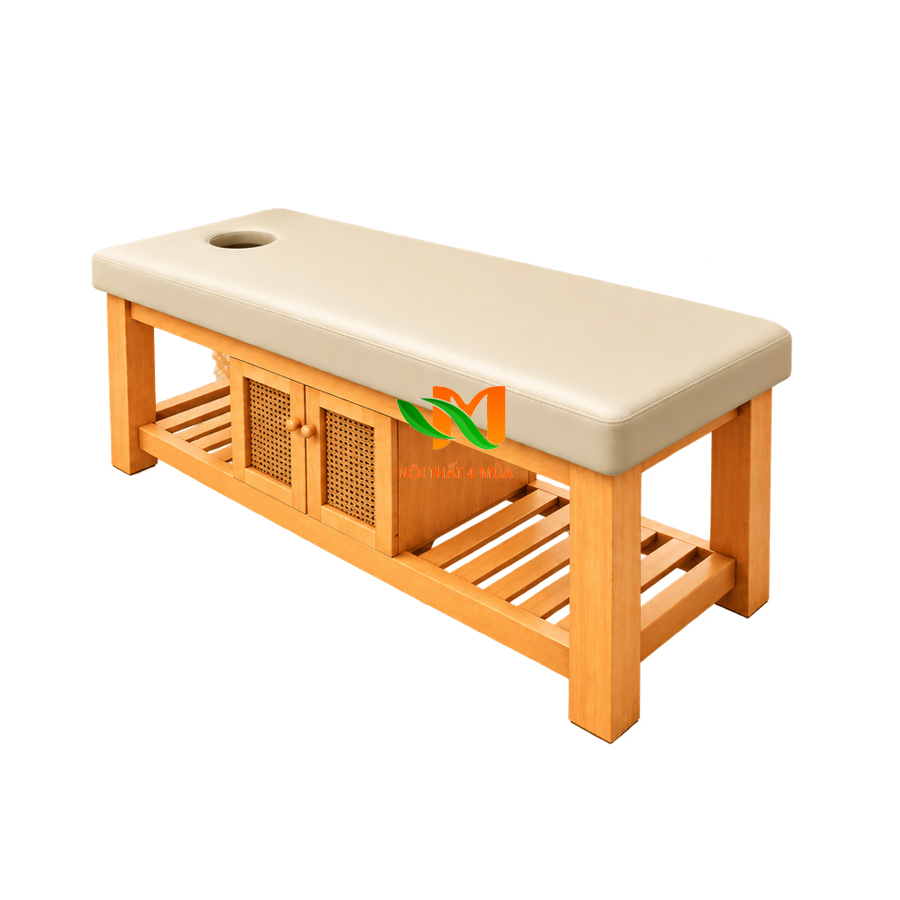 Giường massage gỗ sồi có hộc tủ cao cấp - GGSM02 Giường massage gỗ sồi có hộc tủ cao cấp - GGSM02